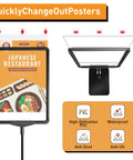 Sign Holder Stand For 8.5x11 Signs Tabletop And Floor Display Adjustable Height With Stable Base 2 Pack Menu And Poster Signage