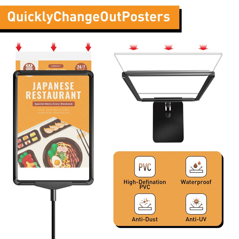Sign Holder Stand For 8.5x11 Signs Tabletop And Floor Display Adjustable Height With Stable Base 2 Pack Menu And Poster Signage