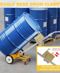 Heavy Duty 55 Gallon Drum Dolly With Braking Wheels, Rugged Reinforced Upgrade, Sturdy Steel Frame Built To Haul Up To 1000 Lbs, Stable Durable Trolley For Easy Oil Drum Transport And Handling On Any Job Site, blue drum clamp on steel dolly
