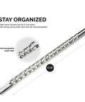 Socket Holder Rail 3 Piece Organizer Set For 1/4, 3/8, And 1/2 Inch Drive Sizes, nickel-plated steel clips, product length shown.