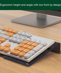 Ergonomic Acrylic Keyboard Stand for Desktop with silicone anti-slip strip elevates keyboard for better posture on wooden desk