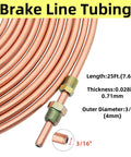 Two 25 Feet 3/16 Brake Line Copper Nickel Tubing Repair Kit With Stainless Steel Clamps Bendable Tubing And 32 Fittings