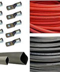Image of Pro Grade 2/0 AWG Welding Cable Kit With 20 Ft Red And 20 Ft Black Pure Copper Flexible Battery Cable, lugs, and heat shrink.