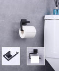 Matte Black Stainless Steel Bath Accessory Set 2 Piece Toilet Paper Holder And Towel Ring SUS304 Rustproof Contemporary Modern Finish