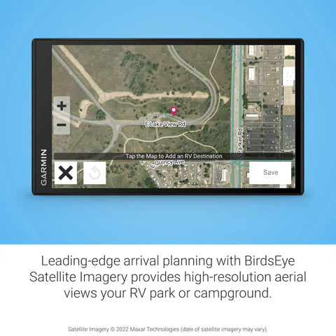 Big 7 Inch RV GPS Navigator With Custom RV Routes, high resolution Birdseye satellite imagery display.