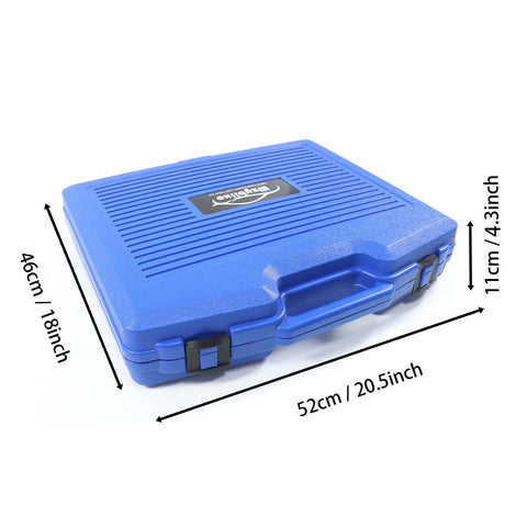 Wzyblixo turbo leakage tester kit case, blue hard plastic with handle and dual latches; about 52 cm long.