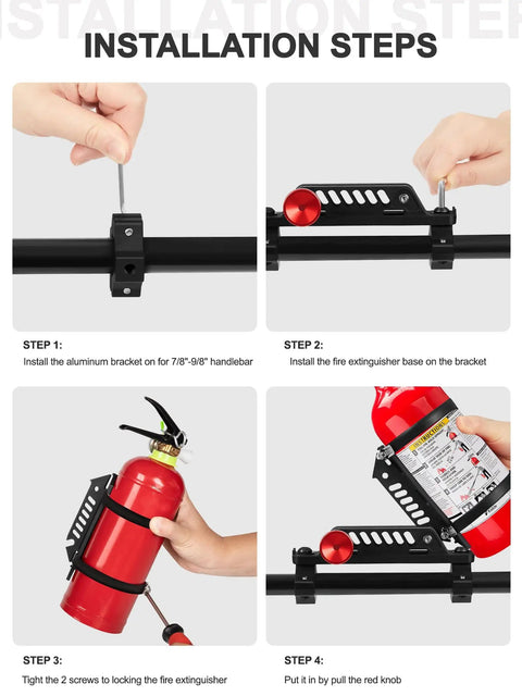 Installation guide for Heavy Duty ATV Fire Extinguisher Mount Kit With Quick Release Bracket For Quad And Motorcycle Handlebars