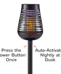 Solar Insect Killer Torch Bug Zapper And Accent Light For Patio Outdoor Pest Control with Flickering Flame LED