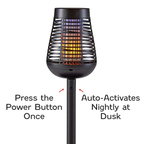 Solar Insect Killer Torch Bug Zapper And Accent Light For Patio Outdoor Pest Control with Flickering Flame LED