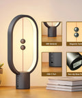 Balance Lamp For Bedroom And Nightstand With Touch Dimmer, Rechargeable LED Table Lamp, Sleek Black Finish with USB-C Port