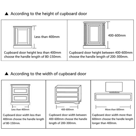 Diagram showing height and width guidelines for installing Back Mount Finger Edge Pulls 80mm Aluminum Concealed Tab Handles.