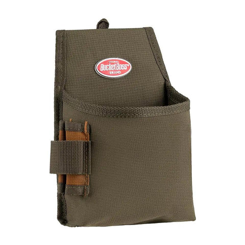 Fastener Tool Pouch With FlapFit Series 2 Exterior Long Handled Tool Loop Brown Green Heavy Duty Worksite Organizer
