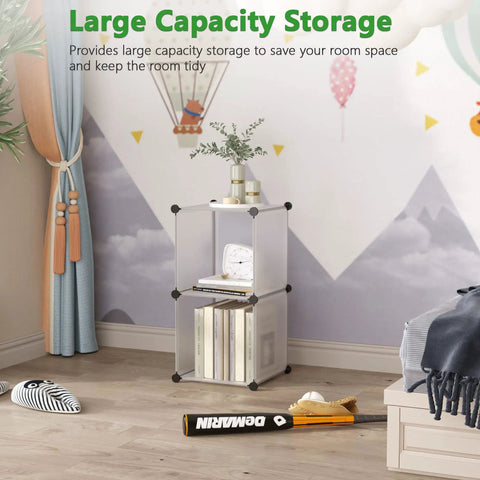 Two Cube Storage Organizer Unit For Bedroom Living Room And Office, Plastic Closet Shelving Shelf, DIY Modular Bookcase