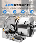 4-inch dividing plate for CNC work, stainless steel, precision drilling and machining, ideal for varied workpieces.