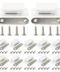 12 Pack Plastic Cabinet Magnetic Heavy Duty Door Catches With Screws For Kitchen Bathroom Cupboard Wardrobe Closet Doors Drawers Latch 15 Lb Hold White Finish Include Strike Plate And 48 Screws For Easy Install