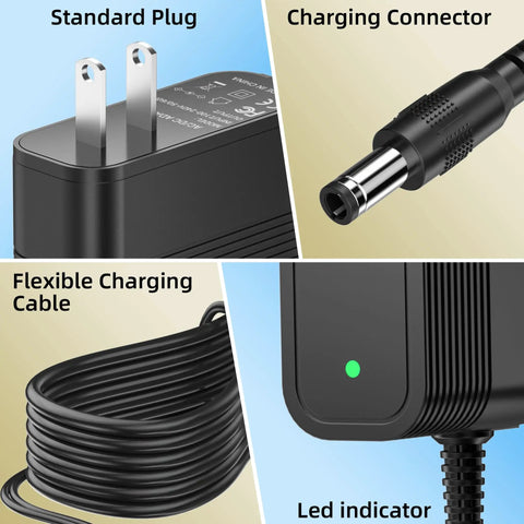 Close-up of 12V Charger For NexStar SE And SLT Telescopes Power Cord Adapter with plug, connector, cable, and LED indicator.