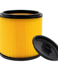 Replacement Vacuum Filter For VacMaster 5 To 16 Gallon Standard Cartridge Filter And Retainer, shown with black retainer lid