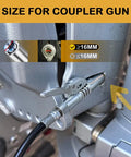AORRZER grease gun coupler (2 pcs) installed on a grease gun with locking lever and hose