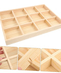 Solid Wooden Jewelry Dish With Thirty Tight Grid Dividers For Rings And Trinkets Great Sink Sidekick Or Vanity Organizer, detailed view of compartment structure.