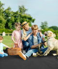 Family with dog on Back Seat Dog Car Seat Cover Hammock For Cars 2026 Upgraded 600D Heavy Duty Waterproof outside in park.