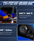 135A 3 In 1 Welder For Home DIY Boss Level 110V Inverter showing heat resistant welding gloves and E71T-GS .030" welding wire