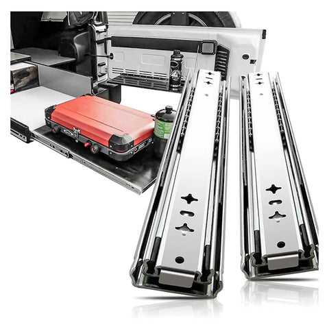 53mm Heavy Duty Drawer Slides With Lock Built To Last Full Extension Ball Bearing Glides 600mm Length Cold Rolled Steel Construction Smooth Quiet Operation Sturdy Sliding Rails For Cabinets Tool Chests And DIY Drawers used in camper storage