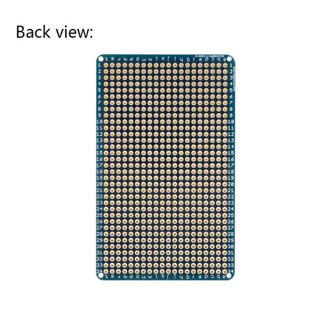 Back view of Universal Solderable Breadboard Shield For Prototyping And Testing With Double Sided PCB Tinned Gold Plated Holes