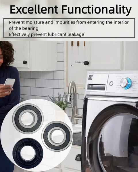 Premium Pro Grade Washer Tub Bearing Seal Kit Replacement For Lg And Kenmore Appliances features nitrile rubber seals and tempered steel rings.