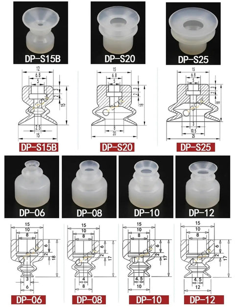 20 Piece Vacuum Cup Sucker Set For DP Manipulator Pneumatic Systems Industrial Robotic Gripper And Material Handling...
