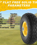 Two Pack 10 Inch Flat Free Solid Rubber Wheel Set For Hand Trucks Wheelbarrows Garden Carts Dollies And Utility Carts