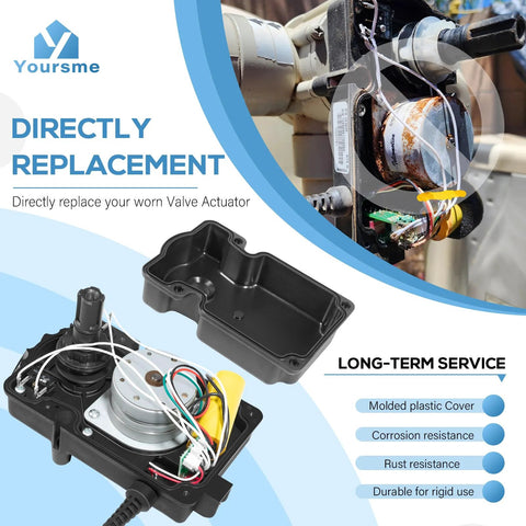 Yoursme CVA-24T valve actuator with black molded housing for 24V AC, 25 ft cable, fits 2/3-port irrigation valves