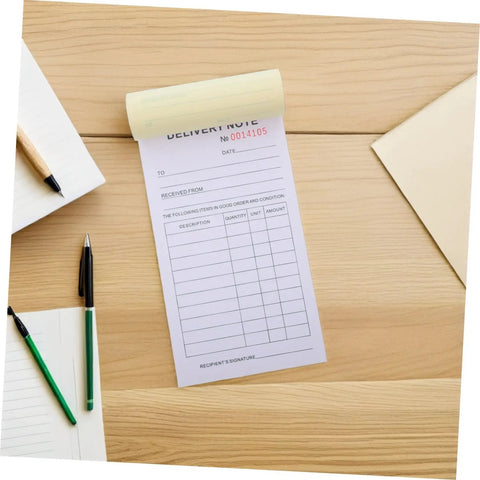 Carbonless Receipt Book 3 Part Duplicate Paper For Quick Customer Invoices And Simple Small Biz Record Keeping Legible Invoice Pad For Transactions And Inventory, receipt pad on desk
