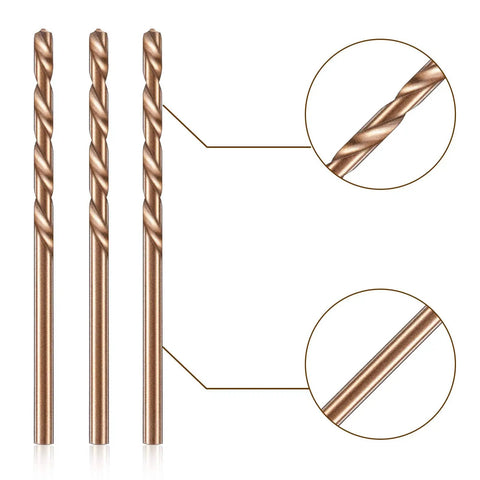 Fifteen Piece One Eighth Inch Cobalt Drill Bit Set M35 High Speed Steel Twist Drill Bits For Hardened Metal close-up angle view