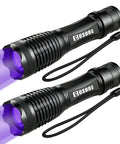 Two Pack UV Flashlight Blacklight 395nm 2 In 1 LED Tactical Flashlight And Pet Urine Detector, compact design, black color