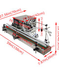 Zero Fuss Automatic Desktop 4 Head Liquid Filling Machine With Digital Controls And Rock Solid Stainless Steel Frame For Slick Dosing Of Drinks Beauty Products And Syrups 110V with dimensions labeled.