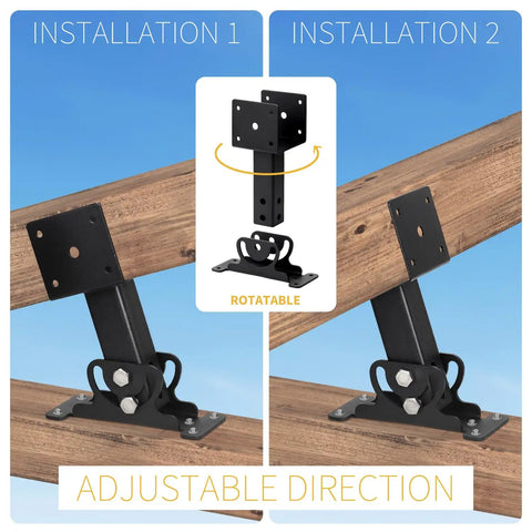 Heavy Duty Roof Riser Brackets Kit Adjustable Roof Riser Beam Mount Brackets For Pergola Gazebo Black Set Of 3 Weatherproof Powder Coated Steel Built Tough For Outdoor Shade Structures