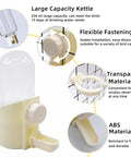 No Mess No Fuss Bird Water Dispenser And Food Feeder Set With Heavy Duty Perch Pole for Parrot Cage Accessories, large capacity, clear plastic.