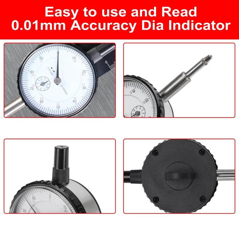 0.01mm Precision Table Saw Gauge Dial Indicator For Dead On Blade Alignment and Miter Slot Calibration close-up view