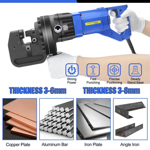 Heavy Duty Electric Hydraulic Hole Punch Kit For Metal With 1200W Motor Delivers Quick 20 Ton Punch And Slices Holes In Steel Aluminum Copper