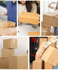 Individuals using heavy duty clear packing tape with dispenser set 1 roll plus dispenser to seal boxes for shipping and storage.