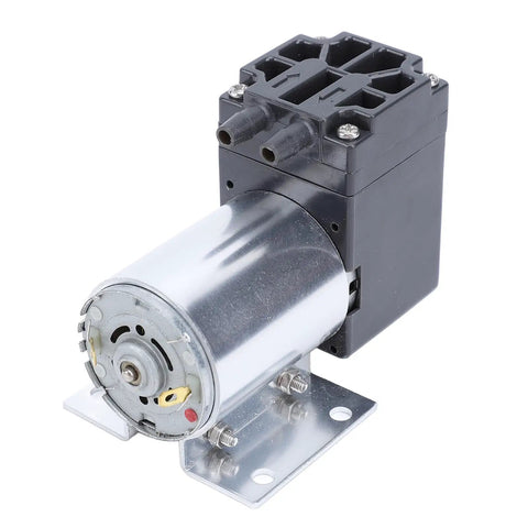 Brushless 12V DC Vacuum Pump Delivers Knockout Suction At 5 Liters Per Minute For Brake Bleeding And Rv Service shown from side angle.