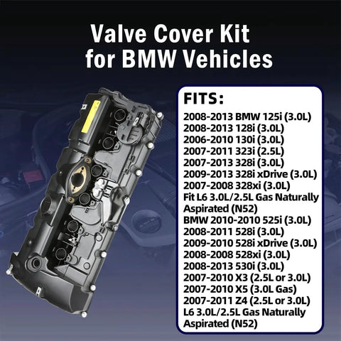 N52 Engine Valve Cover Kit With Oil Cap And PCV Hose For BMW 125i 128i 130i 323i 328i XDrive 525i 3.0L Models N52 N51 SULEV