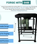 Coal Forge Stand And Fire Pot Kit For Blacksmithing Beginners with hand blower, steel frame, adaptable design.