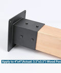 Beefy Two Pack 3.6 By 3.6 Inch Post Base Anchors In Stainless Steel With Black Finish, shown on wood post