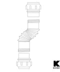 Flexible Extension Plumbing Coupling For 1.5 Or 1.25 Inch Inlets With Reducer Washer White Polypropylene Illustration