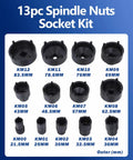 Garage Ready 13 Piece Axle Nut Socket Kit Featuring Hella Tough Exterior with various sizes of spindle nut sockets.