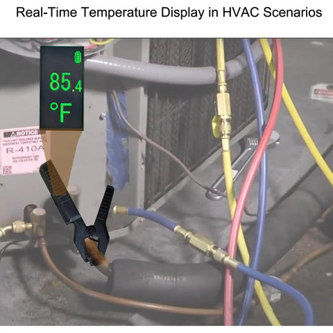 Clamp On Wireless Temperature Probe For HVAC And Refrigeration Systems Pro Grade High Accuracy Pipe Thermometer 85.4°F readout