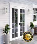 White entryway with 2 Pack Dusk To Dawn Outdoor Wall Lanterns Waterproof Aluminum Sconce Lights with tempered seeded glass