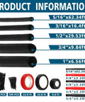 All In One Split Wire Loom Kit For Cable Management With High Temperature Resistant Loom Tubing sizes and accessories shown