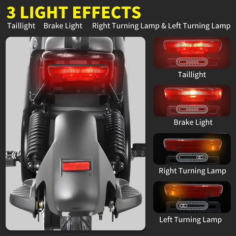 Rear Tail Light For Electric Bikes, 36V To 48V Ebike Brake Signal, Ultra Bright Be Seen Night Riding Lamp, multiple light effects